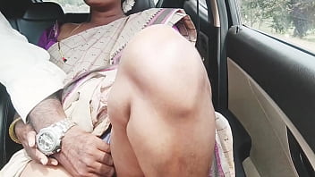Sultry Saree-clad Indian Aunty With Her Son-in-law On A Steamy Long Drive, Moaning In Telugu.