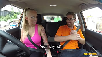 Busty Blonde Milf With Ink Craves A Wild Ride In Fake Driving School