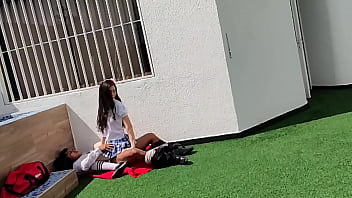 Naughty Schoolboys Caught On Camera Fucking On The Rooftop