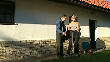 Busty Blonde Gets Double Stuffed By Local Studs In The Barn