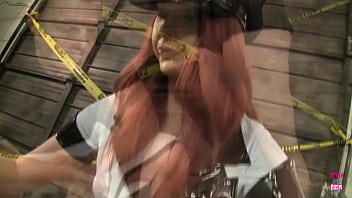 Sultry Ginger Cop Melody Jordan Gets Her Pretty Face Painted After Deepthroating And Bouncing On A Hard Cock