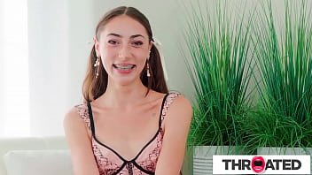 Gagging On A Massive Shaft: This Raven-haired Slut Can’t Get Enough Deep Throat Action