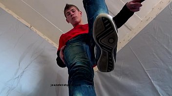 Filthy Gay Denim Domination: Spit-soaked Sneaker Trampling In Hd