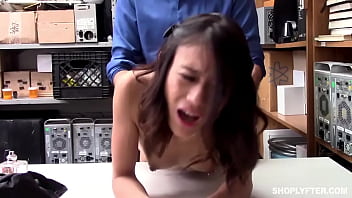 Busty Brunette Asian Teen Thief Bargains For Freedom With A Hard Cock From The Officer