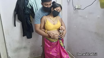 Sultry Indian Bhabhi Gets Ravished While Draped In Sheer Pink Silk, Her Saree Slipping Off As She Moans For More.